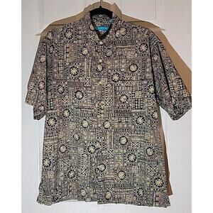 Tori Richard Vintage Men's Hawaiian Print Button Shirt Native Size M